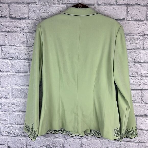 Studio I Green Embroidered Button Up Blazer Size 10 - Picture 5 of 5